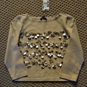 J. Crew Beige Top with Sequin Accents